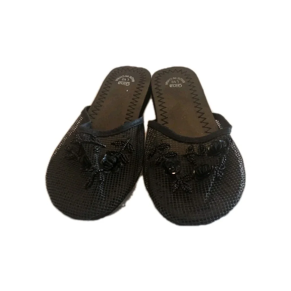 Gina Youth Girl's Slip On Comfort Dress  Ballet Flats Black Size 1-2 New
